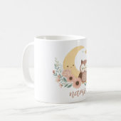 Niedliche Eule mit Mond Kaffeetasse (Vorderseite Links)