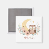 Niedliche Eule mit Mond Magnet (Vorderseite/Rückseite)