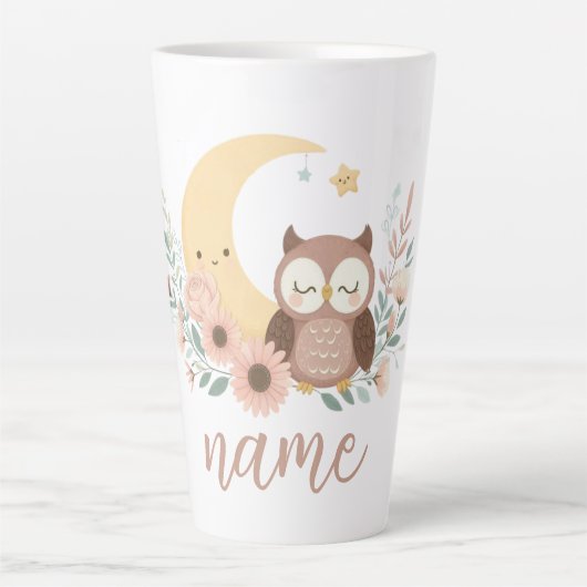 Niedliche Eule mit Mond Milchtasse (Vorderseite)
