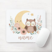 Niedliche Eule mit Mond Mousepad (Mit Mouse)