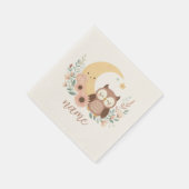 Niedliche Eule mit Mond Serviette (Ecke)