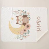 Niedliche Eule mit Mond Sherpadecke (Vorderseite (Horizontal))