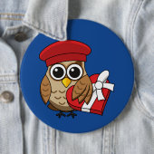 Niedliche Eule mit Red Beret and Heart Box Button (Beispiel)