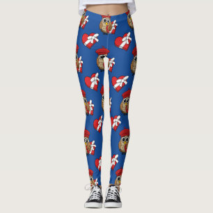 Niedliche Eule mit Red Beret and Heart Box Leggings