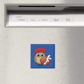 Niedliche Eule mit Red Beret and Heart Box Magnet (In Situ (Geschirrspüler))