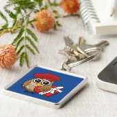 Niedliche Eule mit Red Beret and Heart Box Schlüsselanhänger (Seite)