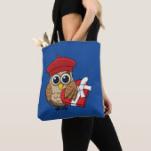 Niedliche Eule mit Red Beret and Heart Box Tasche (Von Nahem)