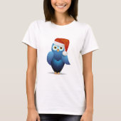Niedliche Eule mit Santa-Hut T-Shirt (Vorderseite)
