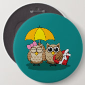 Niedliche Eule mit Schirm und Schokolade Button (Vorne & Hinten)