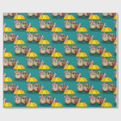 Niedliche Eule mit Schirm und Schokolade Geschenkpapier (Flach)