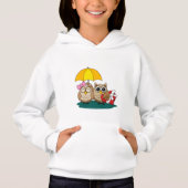 Niedliche Eule mit Schirm und Schokolade Hoodie (Vorderseite)