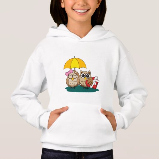 Niedliche Eule mit Schirm und Schokolade Hoodie (Vorderseite)
