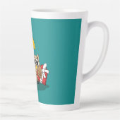 Niedliche Eule mit Schirm und Schokolade Milchtasse (Rechts)