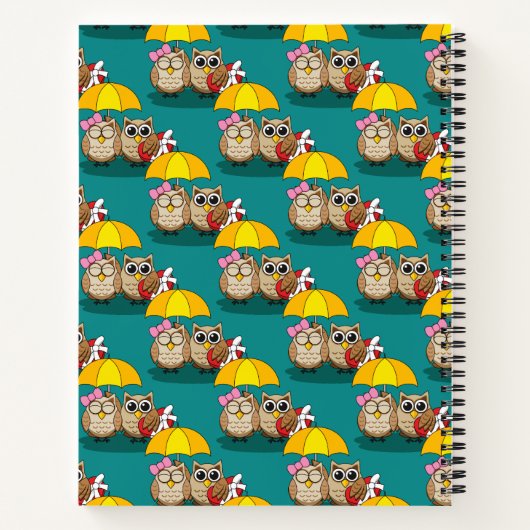 Niedliche Eule mit Schirm und Schokolade Notizblock (Rückseite)
