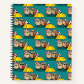 Niedliche Eule mit Schirm und Schokolade Notizblock (Vorderseite)