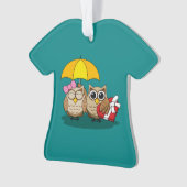 Niedliche Eule mit Schirm und Schokolade Ornament (Vorderseite)