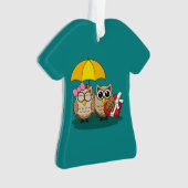 Niedliche Eule mit Schirm und Schokolade Ornament (Vorderseite)