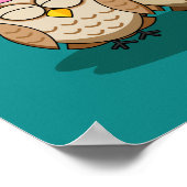 Niedliche Eule mit Schirm und Schokolade Poster (Ecke)