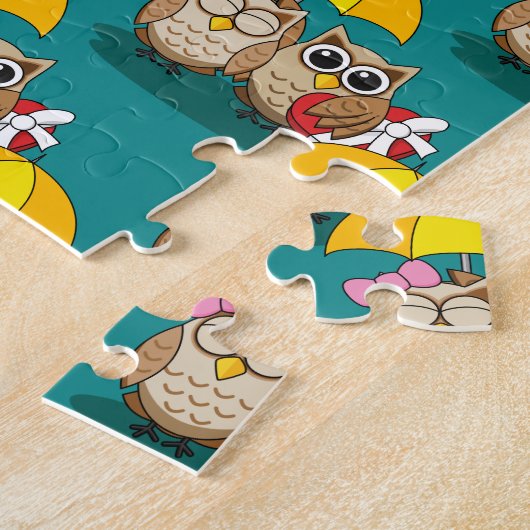 Niedliche Eule mit Schirm und Schokolade Puzzle (Seite)