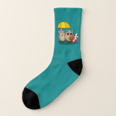 Niedliche Eule mit Schirm und Schokolade Socken (Links - Außen)