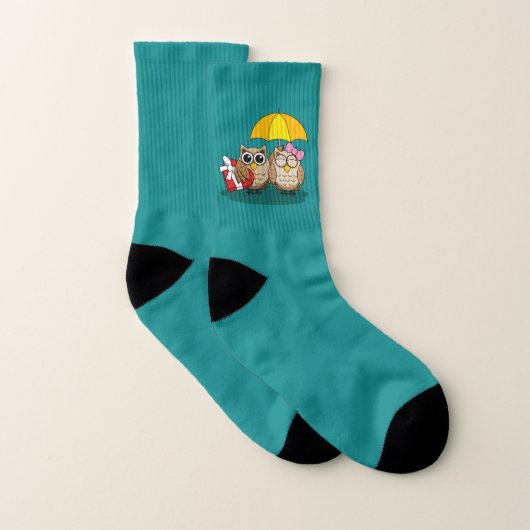 Niedliche Eule mit Schirm und Schokolade Socken (Paar)
