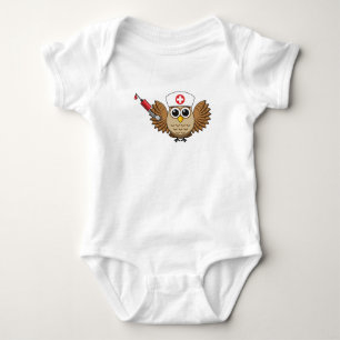 Niedliche Eule mit Spritze Cartoon Baby Strampler