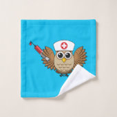 Niedliche Eule mit Spritze Cartoon Badhandtuch Set (Waschlappen)