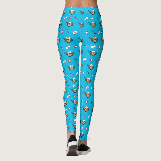Niedliche Eule mit Spritze Cartoon Leggings (Rückseite)