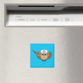 Niedliche Eule mit Spritze Cartoon Magnet (In Situ (Geschirrspüler))