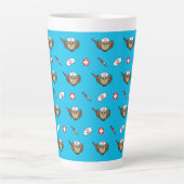 Niedliche Eule mit Spritze Cartoon Milchtasse (Vorderseite)