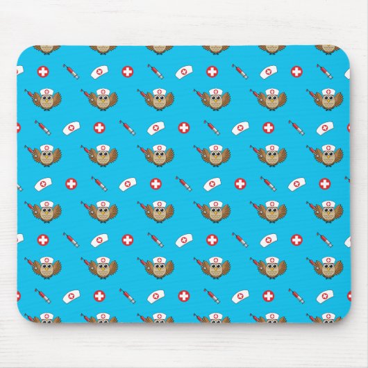 Niedliche Eule mit Spritze Cartoon Mousepad (Vorne)