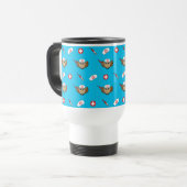 Niedliche Eule mit Spritze Cartoon Reisebecher (Vorderseite Links)