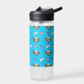 Niedliche Eule mit Spritze Cartoon Trinkflasche (Links)