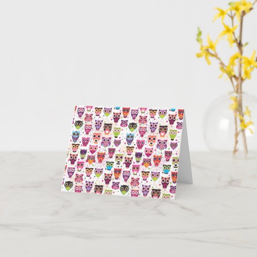 Niedliche Eule-Musterkarte Karte (Gelbe Blume)