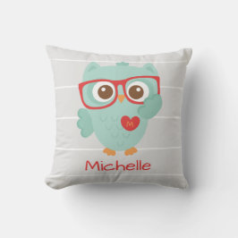 Niedliche Eule, personalisierter w-Name u. Kissen