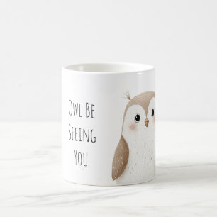 Niedliche Eule sieht dich Kaffeetasse