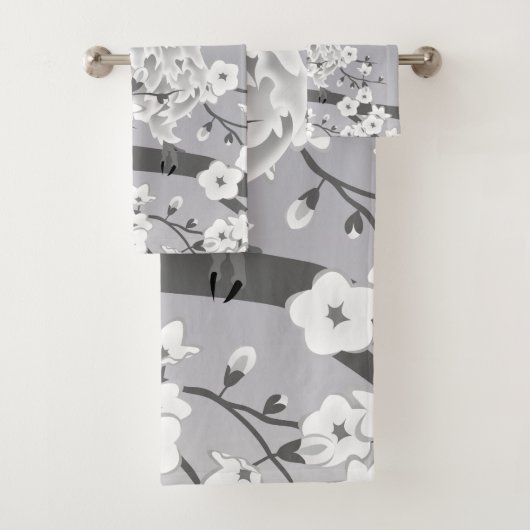 Niedliche Eule Taupe Gray Badhandtuch Set (Insitu)