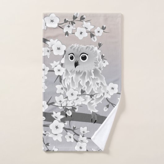 Niedliche Eule Taupe Gray Badhandtuch Set (Handtuch)