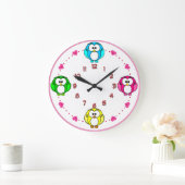 niedliche Eule Uhr neunblau, rosa, grün, gelb (Zuhause)