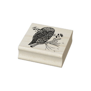Niedliche Eule und Blume Gummistempel