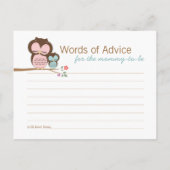 Niedliche Eule- und Mama-Wörter der Ratgeber MOMY Hinweiskarte (Rückseite)