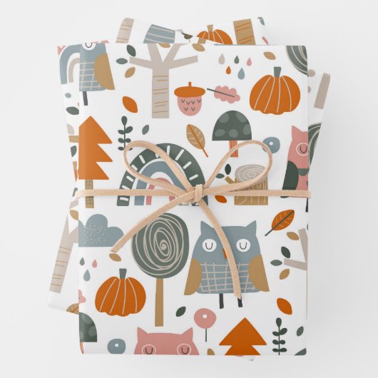 Niedliche Eule und Wald Geschenkpapier Set (Beispiel)