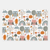 Niedliche Eule und Wald Geschenkpapier Set (Vorderseite)