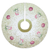 Niedliche Eule und Weihnachtsbälle mit Glitzer Gol Polyester Weihnachtsbaumdecke (Vorderseite)