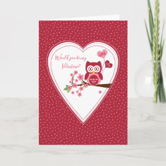 Niedliche Eule, Valentine Grußkarten Feiertagskarte