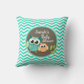Niedliche Eulen, Aqua Green Zickzack Kissen (Rückseite)