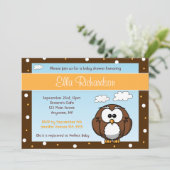 Niedliche Eulen-Baby-Duschen-Einladung Einladung (Stehend Vorderseite)