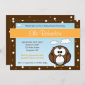 Niedliche Eulen-Baby-Duschen-Einladung Einladung (Vorne/Hinten)