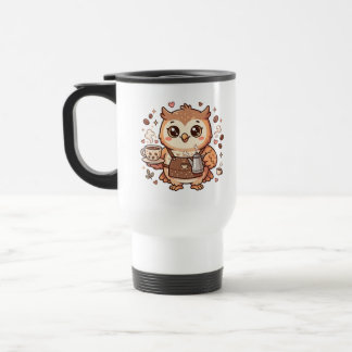 Niedliche Eulen-Barista-Reisetasse Reisebecher