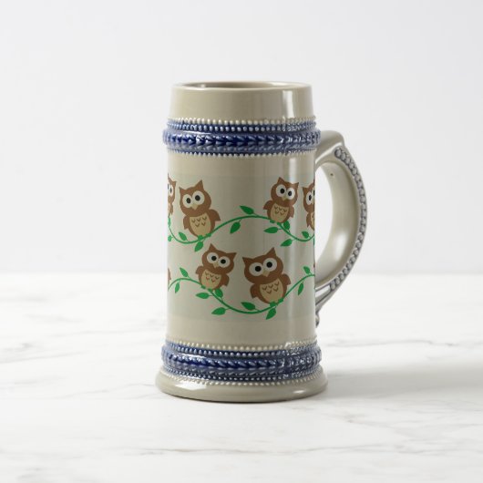 Niedliche Eulen Bierglas (VorderseiteRechts)